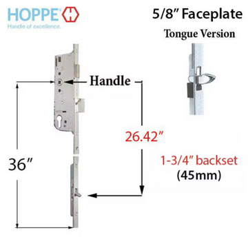 Hoppe Multipoint 1.77" Backset Manual Gear with Tongue Bottom Extension